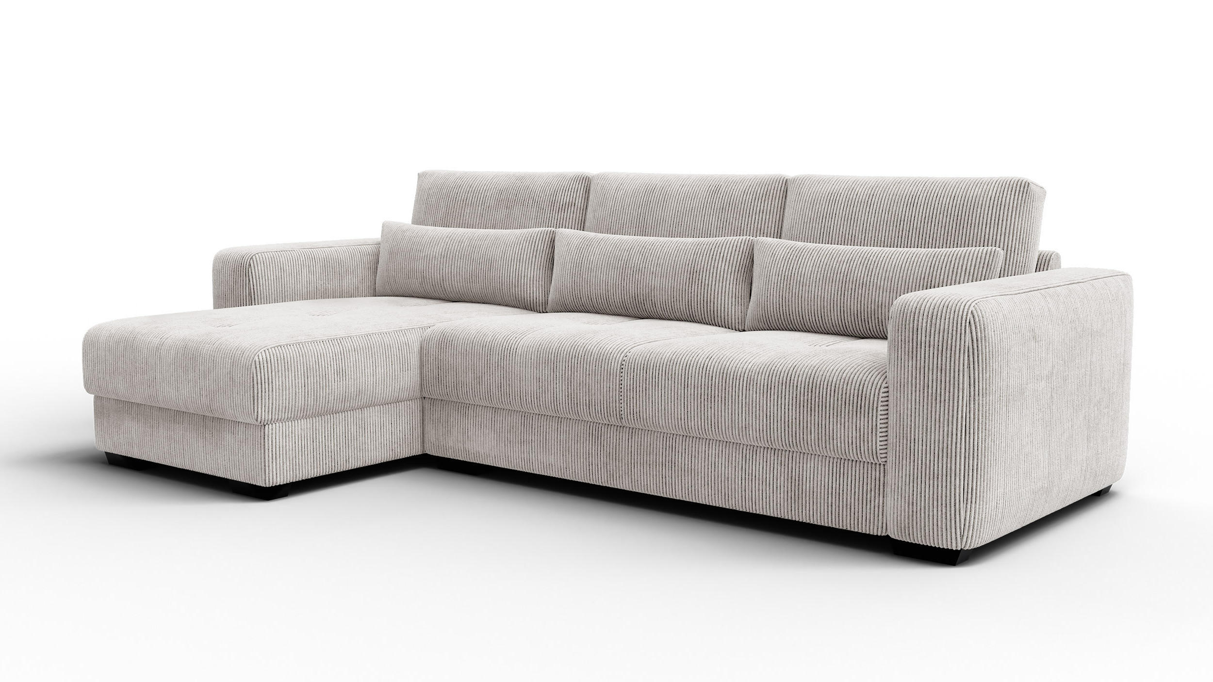 ECKSOFA OLI 4-Sitzer links, perlweiß - Weiß, Holz/Textil (295/172cm) - Courtois Laville
