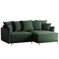 ECKSOFA MARCO Rechts, mit Schlaffunktion und Bettkasten, Grün - Grün, Textil/Metall (221/148cm) - Idohome