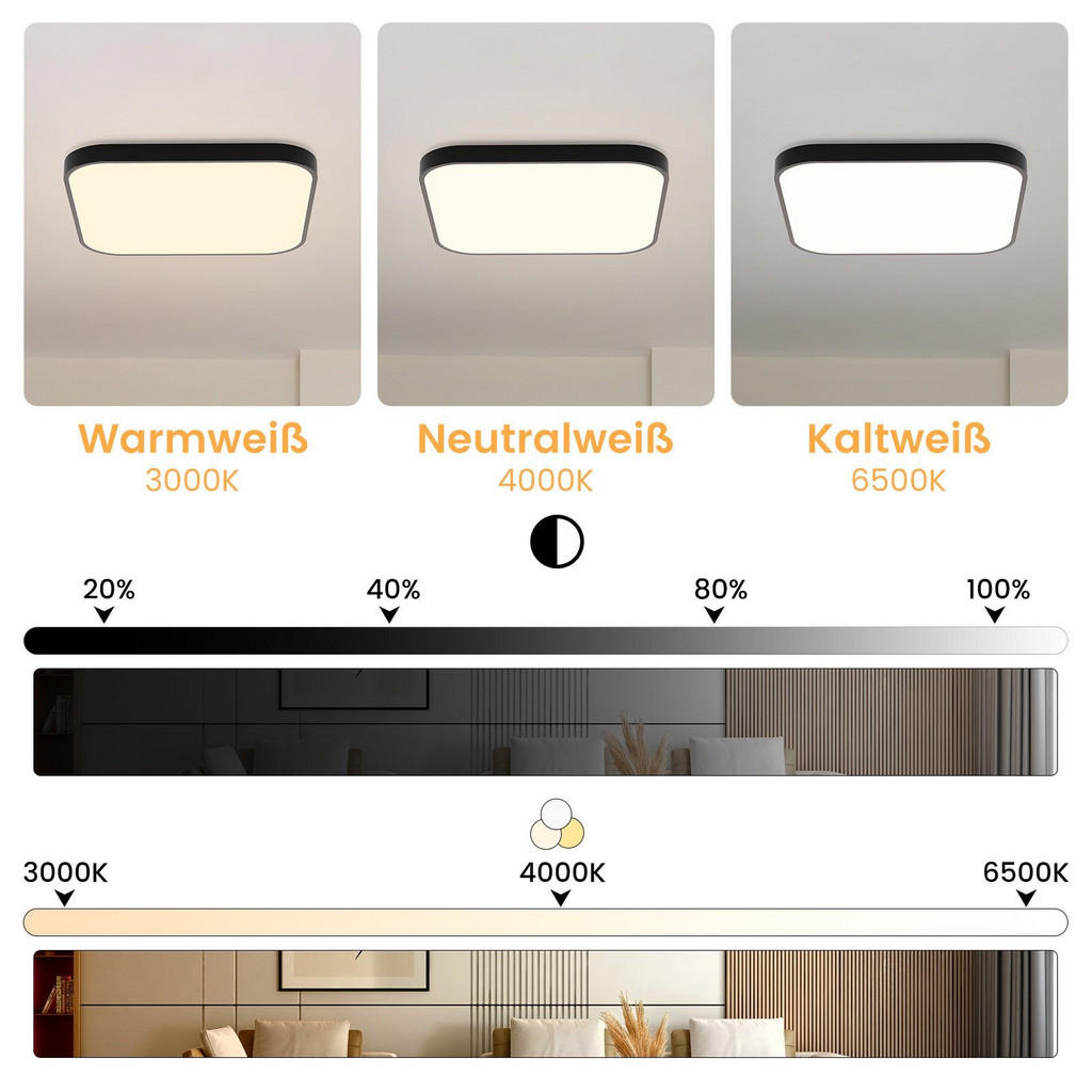 Thumbnail - Nettlife Led-Deckenleuchte, Schwarz, Kunststoff, 27x3x27 cm, Lampen & Leuchten, LED Beleuchtung, LED-Deckenleuchten