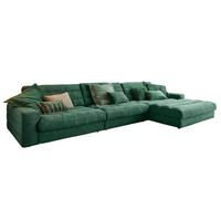 ECKSOFA XL LANA Smaragdgrün Cord - Smaragdgrün/Schwarz, Textil (416/205cm) - KAWOLA