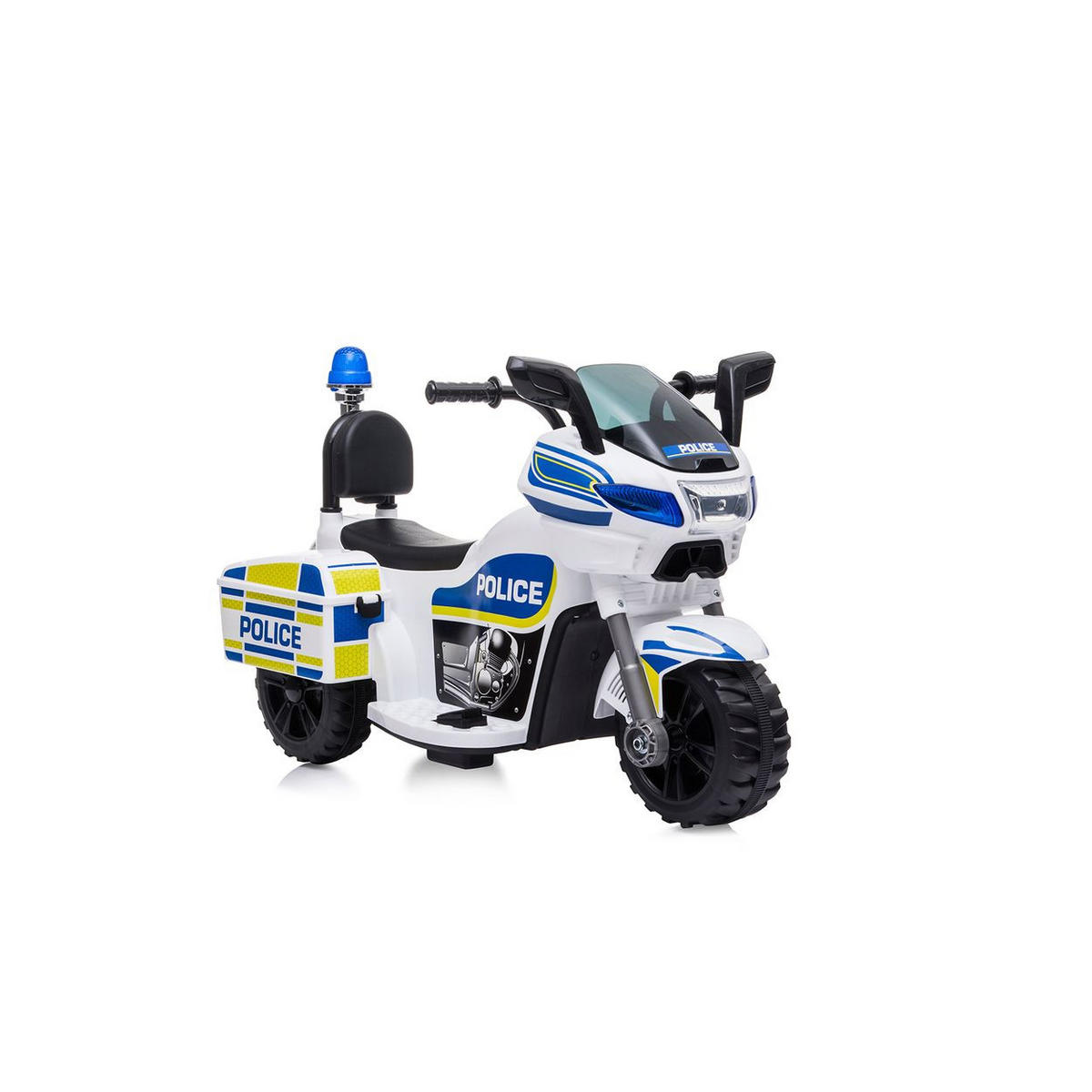 ELEKTROMOTORRAD Polizei weiß 3 Räder Scheinwerfer Musikfunktion - Weiß, Kunststoff (77/42/50cm) - Chipolino