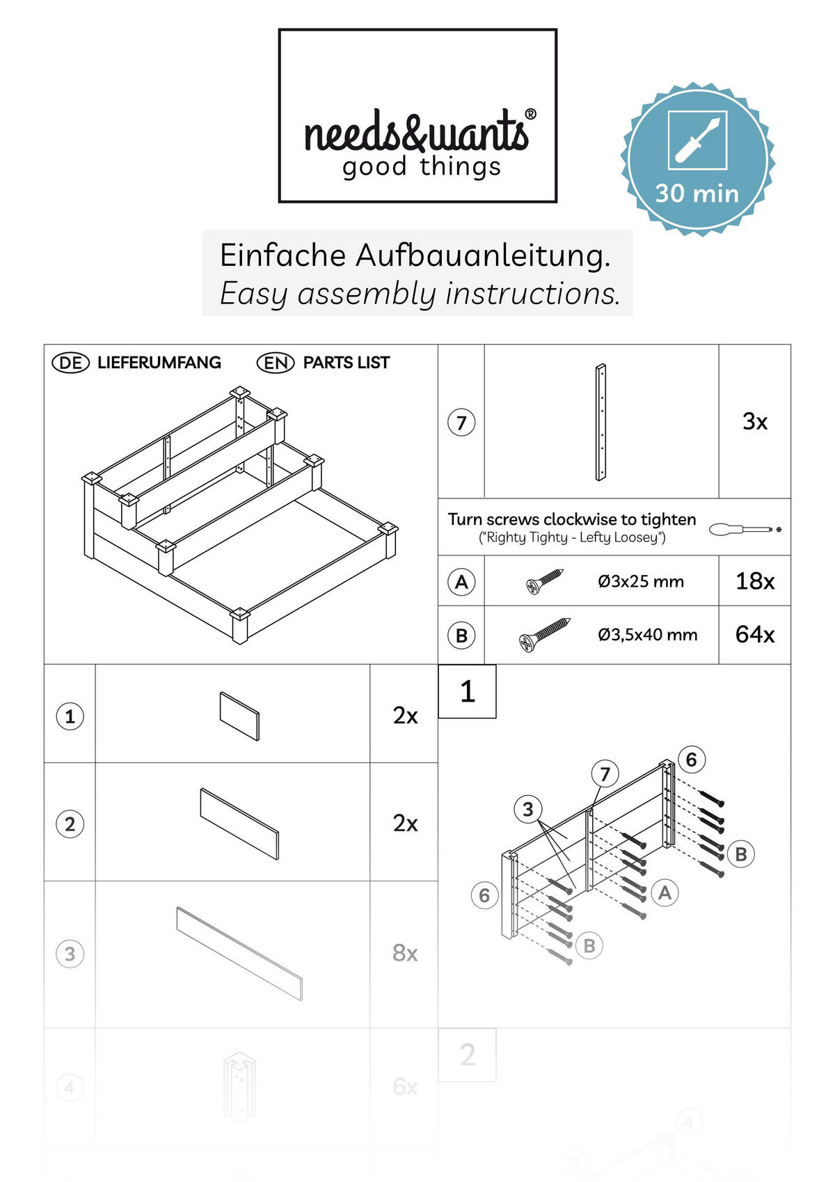 HOCHBEET Steppy1 - Braun, Holz (123.5/80/123.5cm) - needs&wants