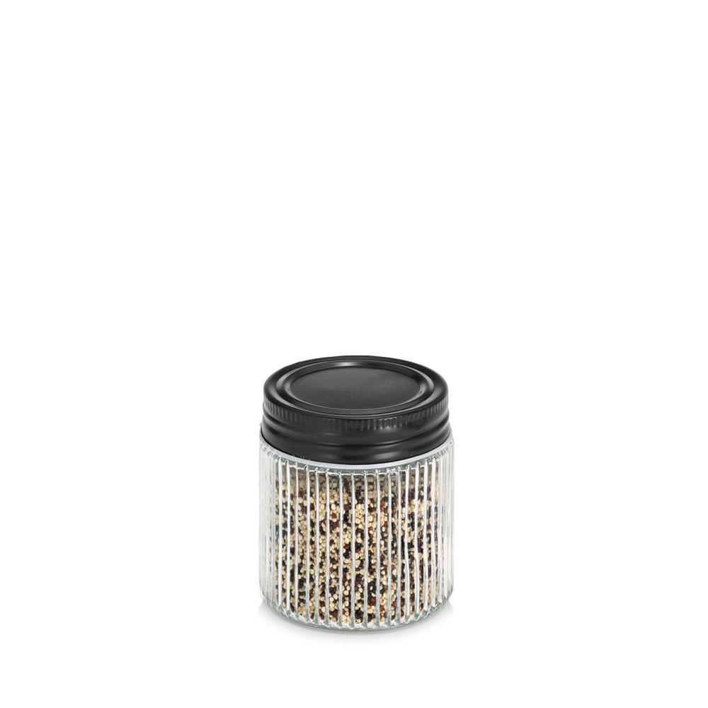 GLASBEHÄLTER geriffelt mit Metalldeckel - Transparent, Glas (6/7/6cm) - ZELLER