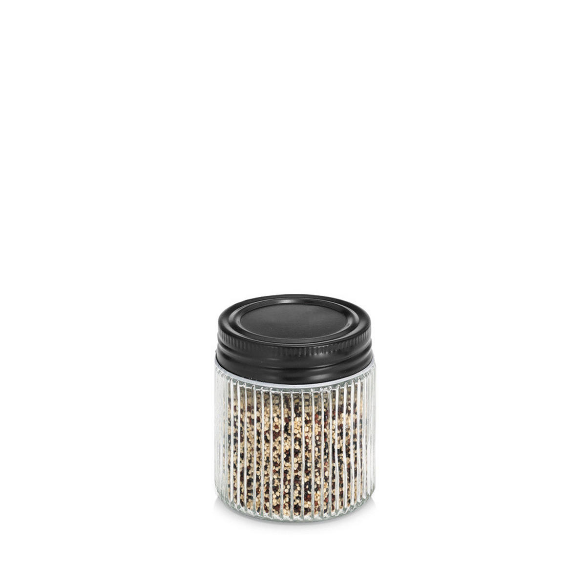 GLASBEHÄLTER geriffelt mit Metalldeckel - Transparent, Glas (6/7/6cm) - ZELLER