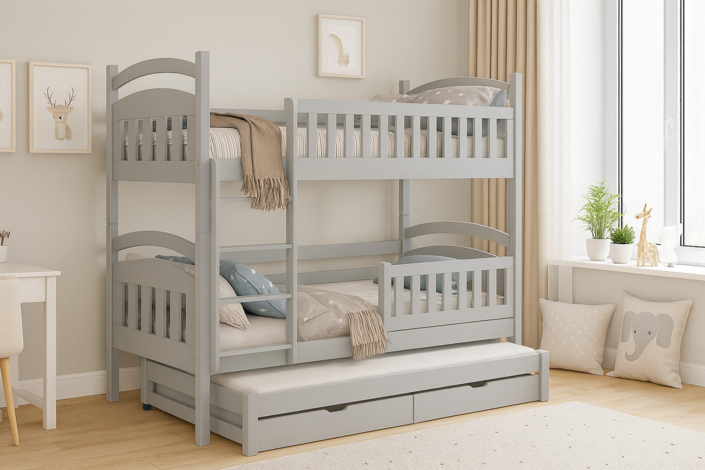 ETAGENBETT MIA Aschgrau 90/200 - Grau, Holz - Deine Möbel 24
