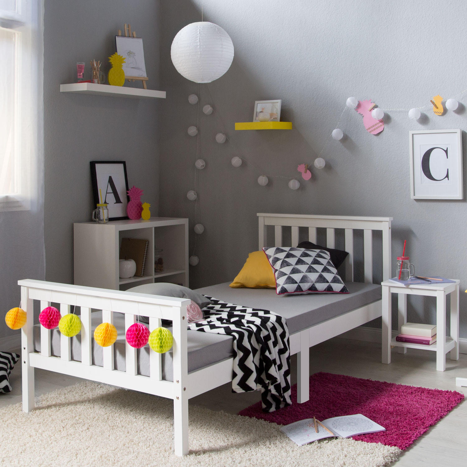KINDERBETT 90/200 weiß - Weiß, Holz (90/200cm) - Homestyle4u