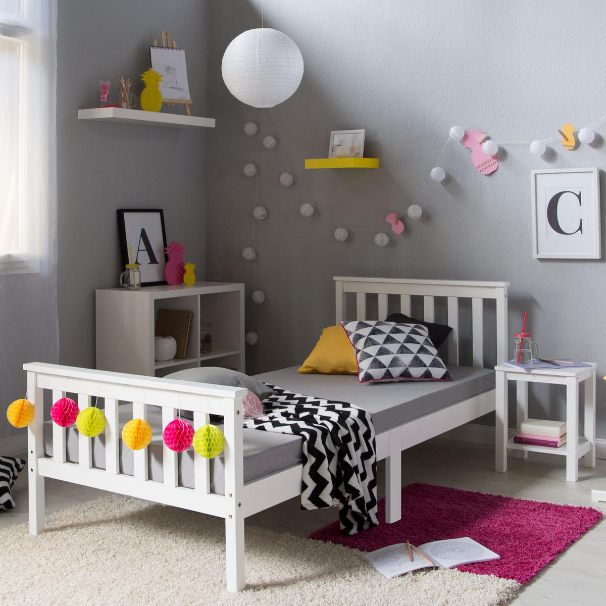 KINDERBETT 90/200 weiß - Weiß, Holz (90/200cm) - Homestyle4u