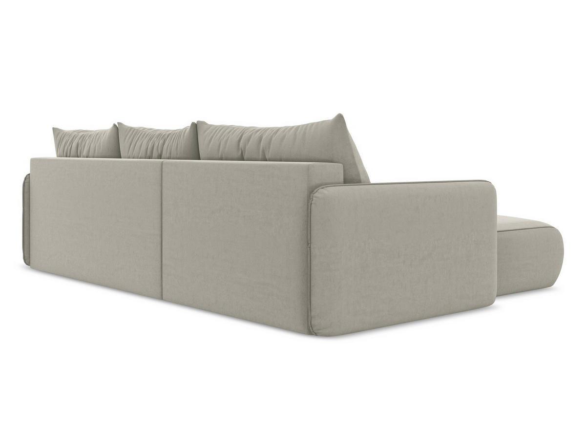 ECKSOFA mit Schlaffunktion Samt Stoff Creme - Perlmutt/Creme, Kunststoff/Textil (148/240cm) - Makamii