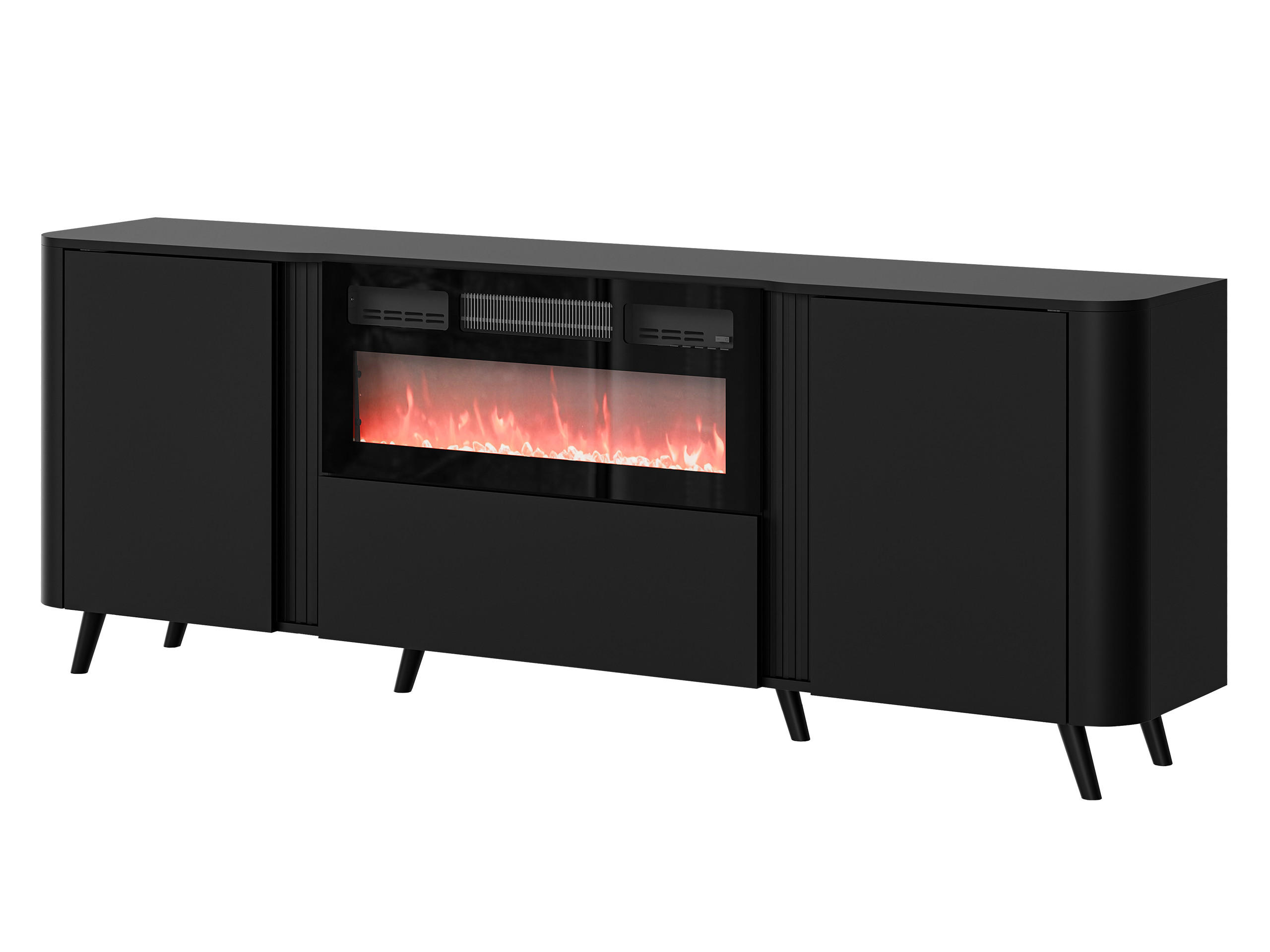 KOMMODE Volare 200 EF mit Kamin - Schwarz, Holzwerkstoff/Kunststoff (200/76/39cm) - MIRJAN24