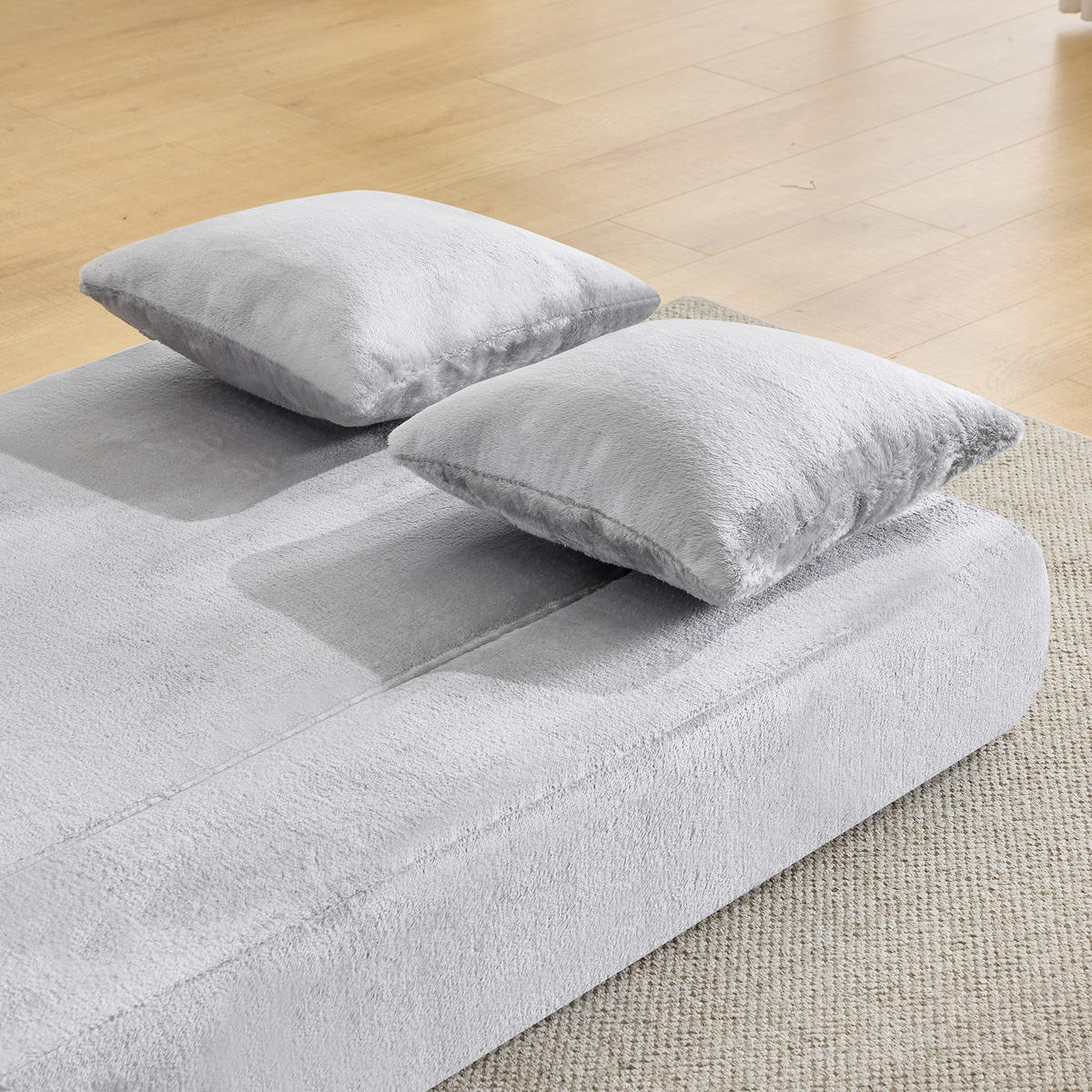 2-SITZER SCHLAFSOFA Stoff Hellgrau mit Kissen - Hellgrau, Textil (190/48/104cm) - WISHDOR