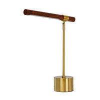 TISCHLEUCHTE aus Stahl in Nussbaumoptik und poliertem goldfarbenem Stahl 40/12/50 cm - Goldfarben, Metall (12/40/50cm) - The Lumine