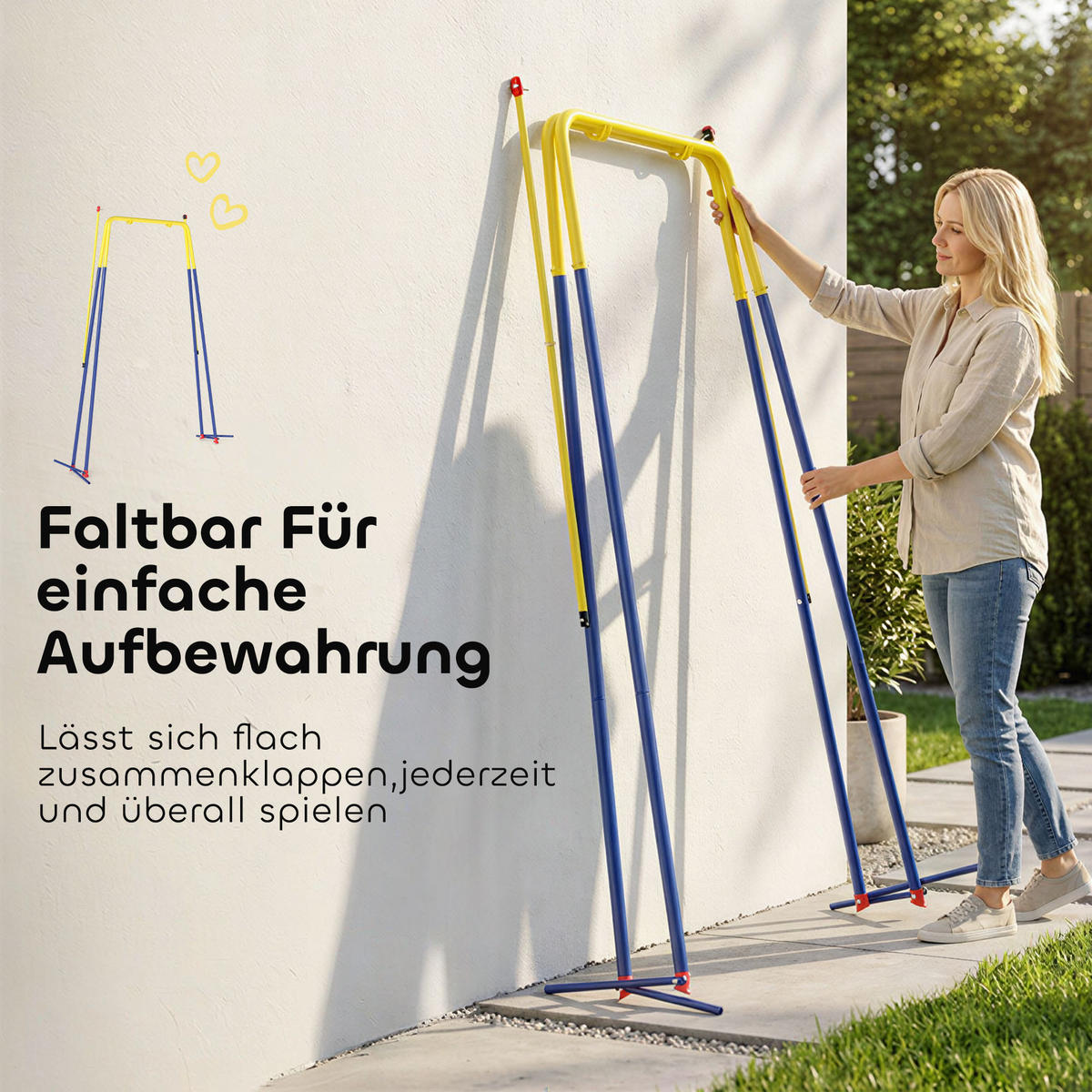 BABYSCHAUKEL Stahl Blau - Blau, Metall (128/155cm) - AIYAPLAY