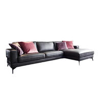 ECKSOFA LUGA Anthrazit Leder - Anthrazit/Schwarz, Leder (276/177cm) - KAWOLA