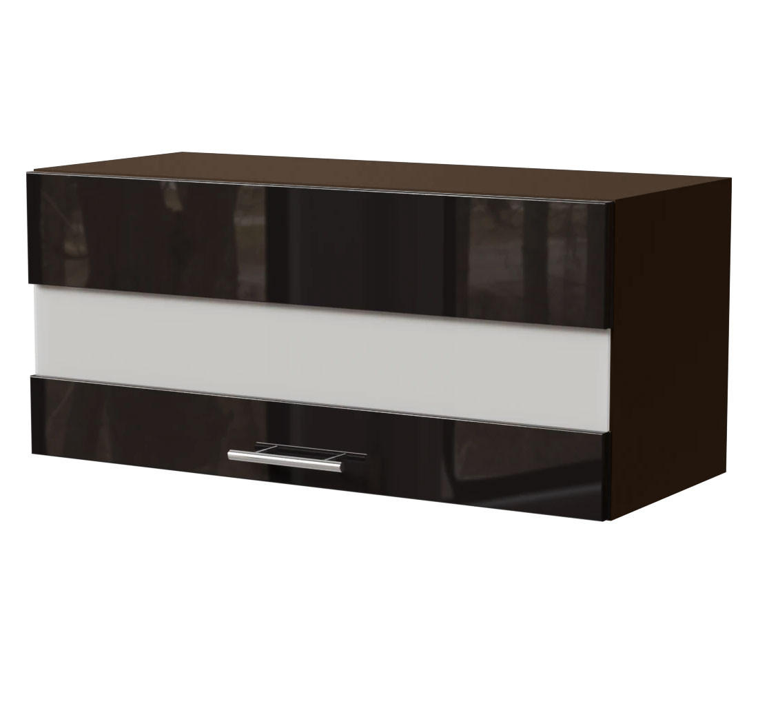 Feldmann-Wohnen Klapphängeschrank Schwarz Hochglanz, Dunkelgrau 80x36x32.5 cm