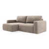 ECKSOFA mit Schlaffunktion links Chenille Stoff Beige - Beige/Schwarz, Kunststoff/Textil (149/244cm) - Makamii