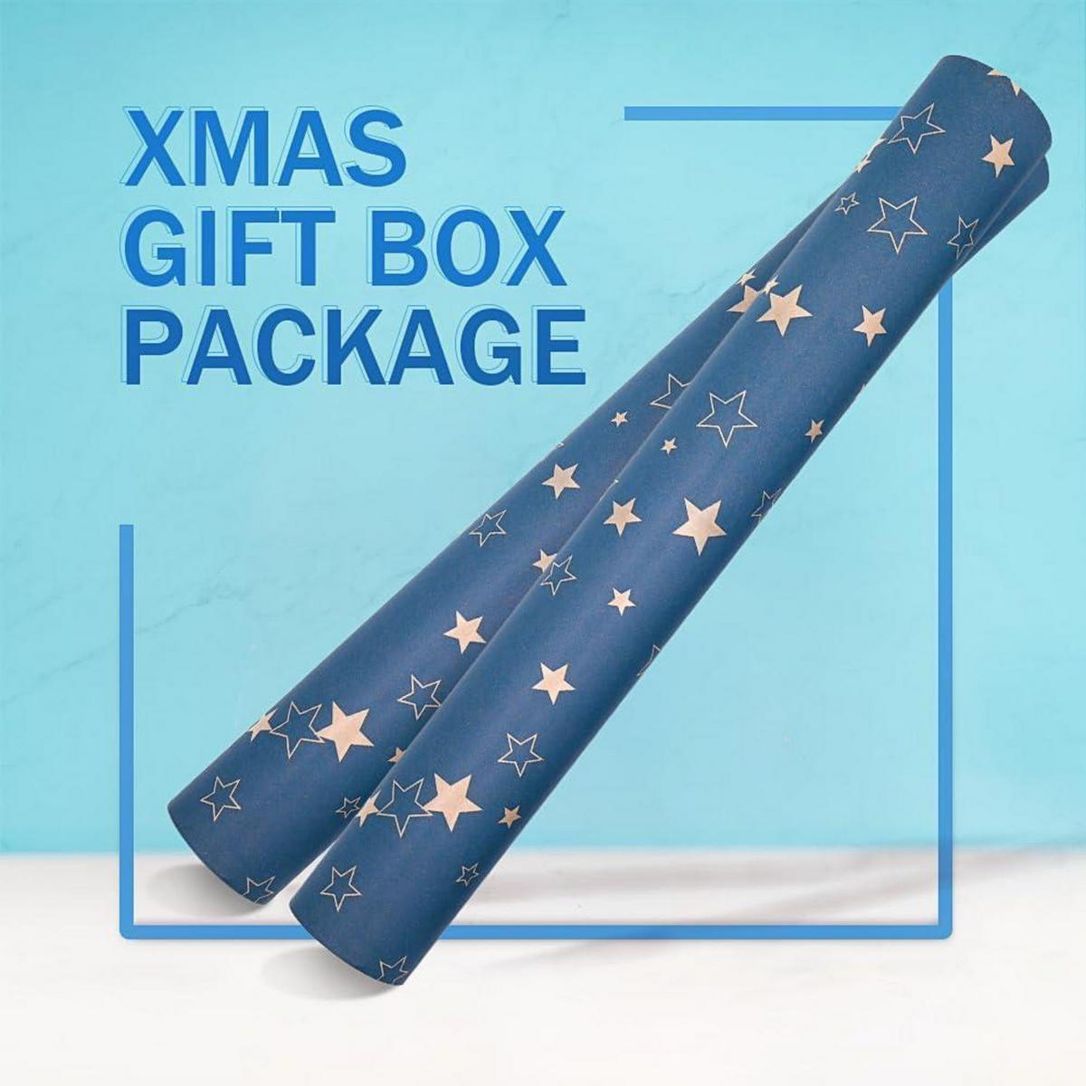 GESCHENKPAPIERROLLE 43 cm x 15 m Stern-Design Blau - Blau, Papier (43/1/1500cm)
