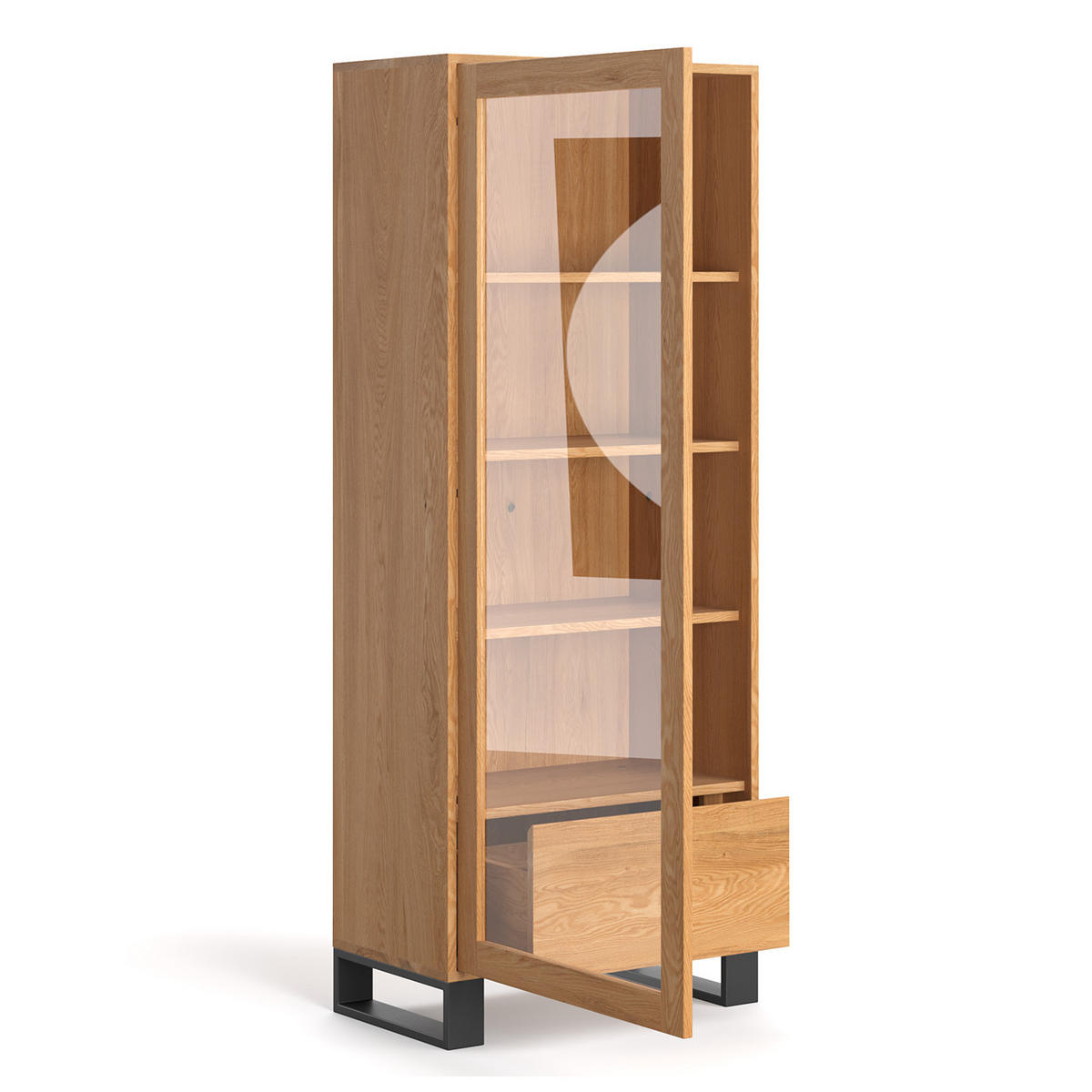 VITRINE Axel aus massivem Eichenholz 80 cm - Eichefarben/Naturfarben, Holz (80/205/45cm) - Danzz