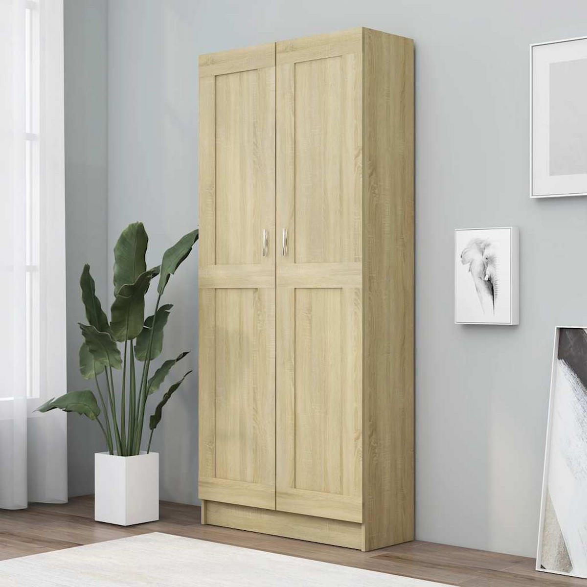 BÜCHESCHRANK mit 5 Fächern, 2 Türen 82,5/30,5/185,5 cm aus Holzwerkstoff Sonoma-Eiche Dekor - Sonoma Eiche, Holz (82.5/185.5/30.5cm) - vidaXL