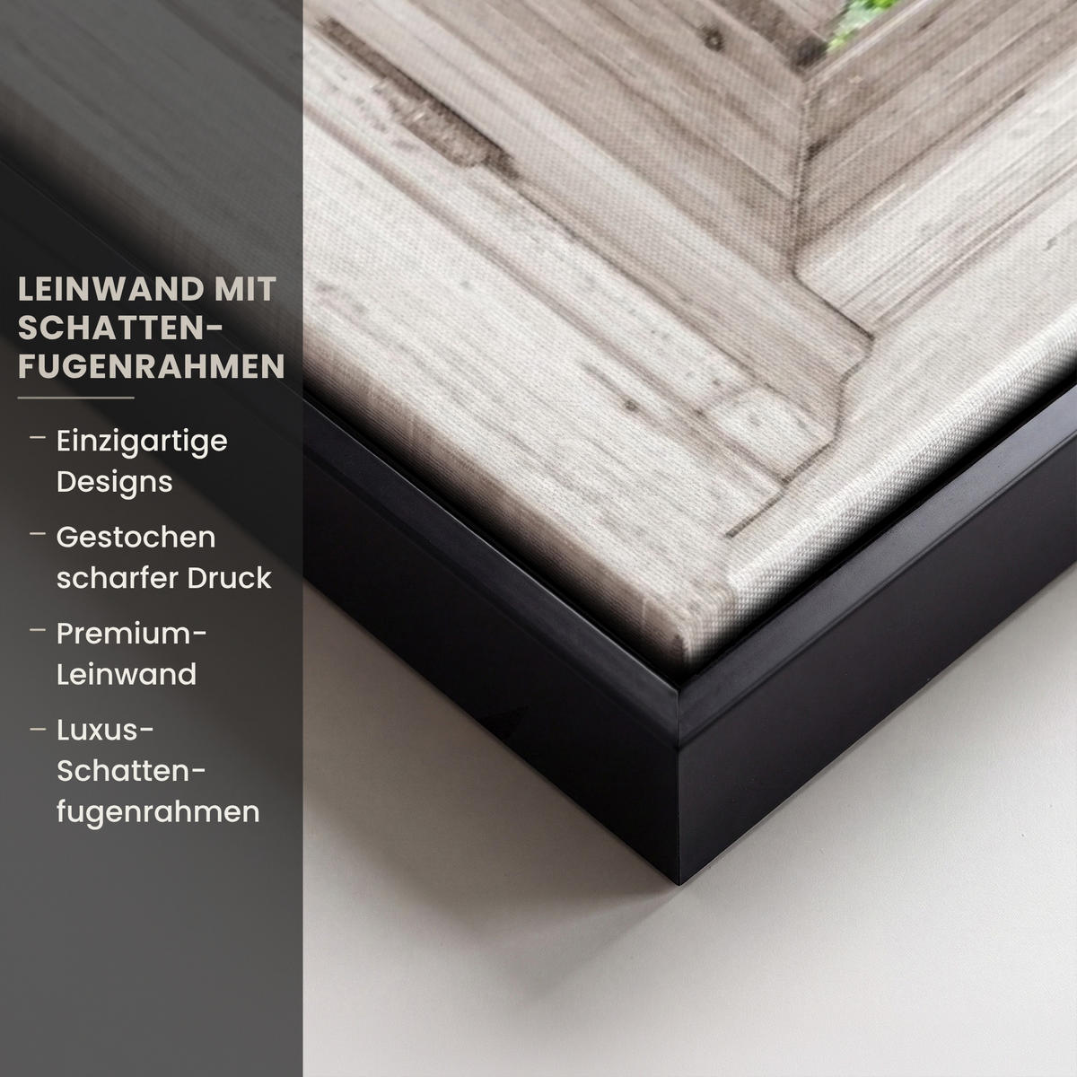 LEINWAND Bilder mit Rahmen - Blauer Regen - Blumen - Aussicht - Baum - Frühling - 90x60 - Grün, Textil (90/60cm) - MuchoWow