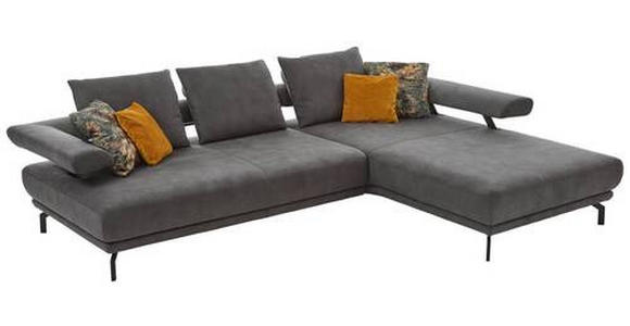 ECKSOFA Anthrazit Mikrofaser  - Anthrazit/Schwarz, Design, Textil/Metall (305/224cm) - Dieter Knoll