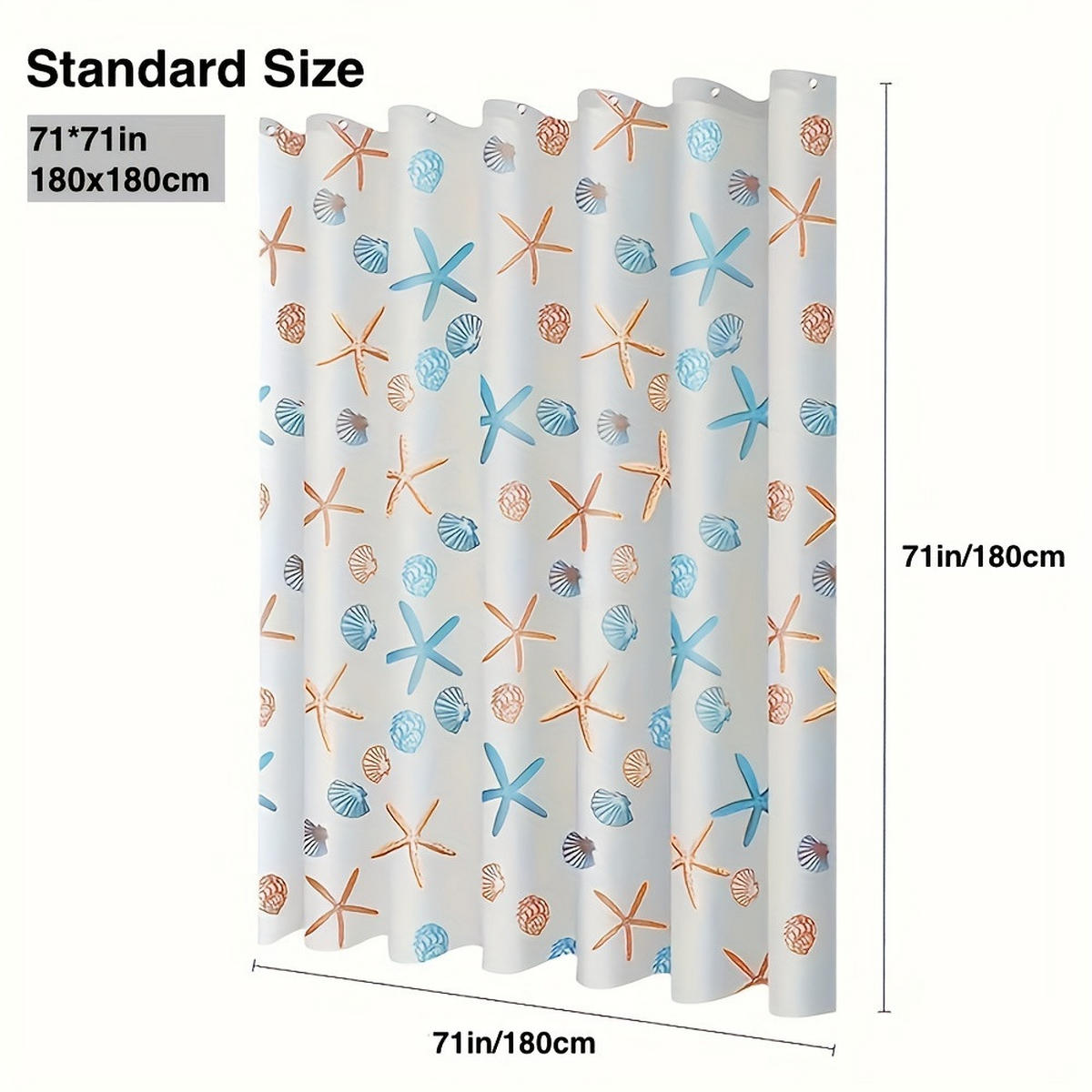 DUSCHVORHANG PEVA 180 x 180 cm Sterne Meer Muster mit Haken - Multicolor, Kunststoff (180/180cm) - MCBOSON