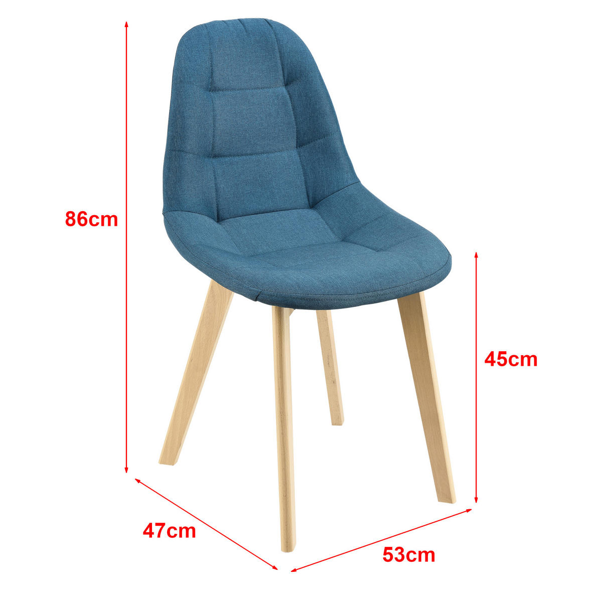 ESSZIMMERSTUHL Kopparberg 2er-Set - Blau, Textil (53/86/47cm) - [en.casa]