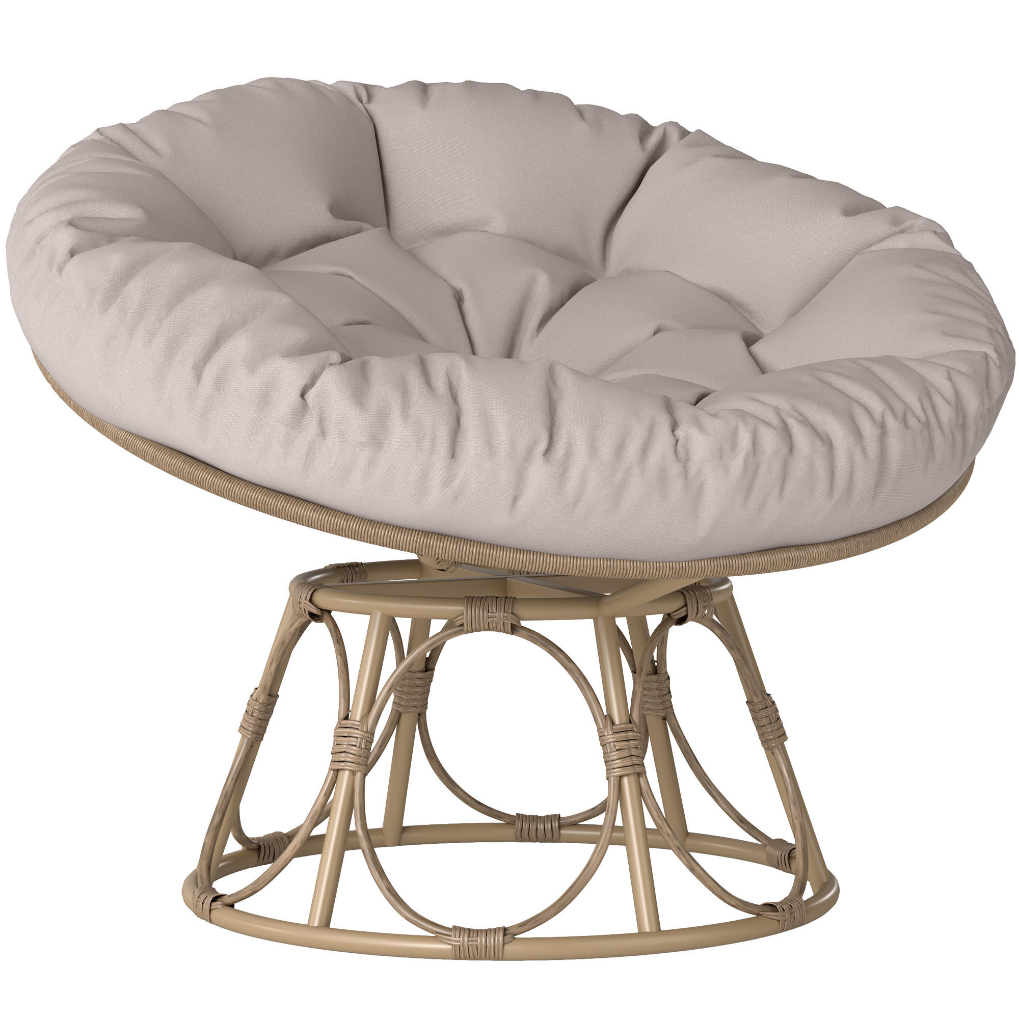 KORBSESSEL mit Sitzkissen aus Rattan - Hellgrau, Metall (78/76/90cm) - Outsunny