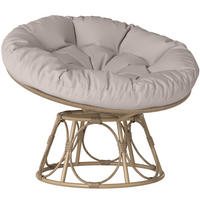 KORBSESSEL mit Sitzkissen aus Rattan - Hellgrau, Metall (78/76/90cm) - Outsunny