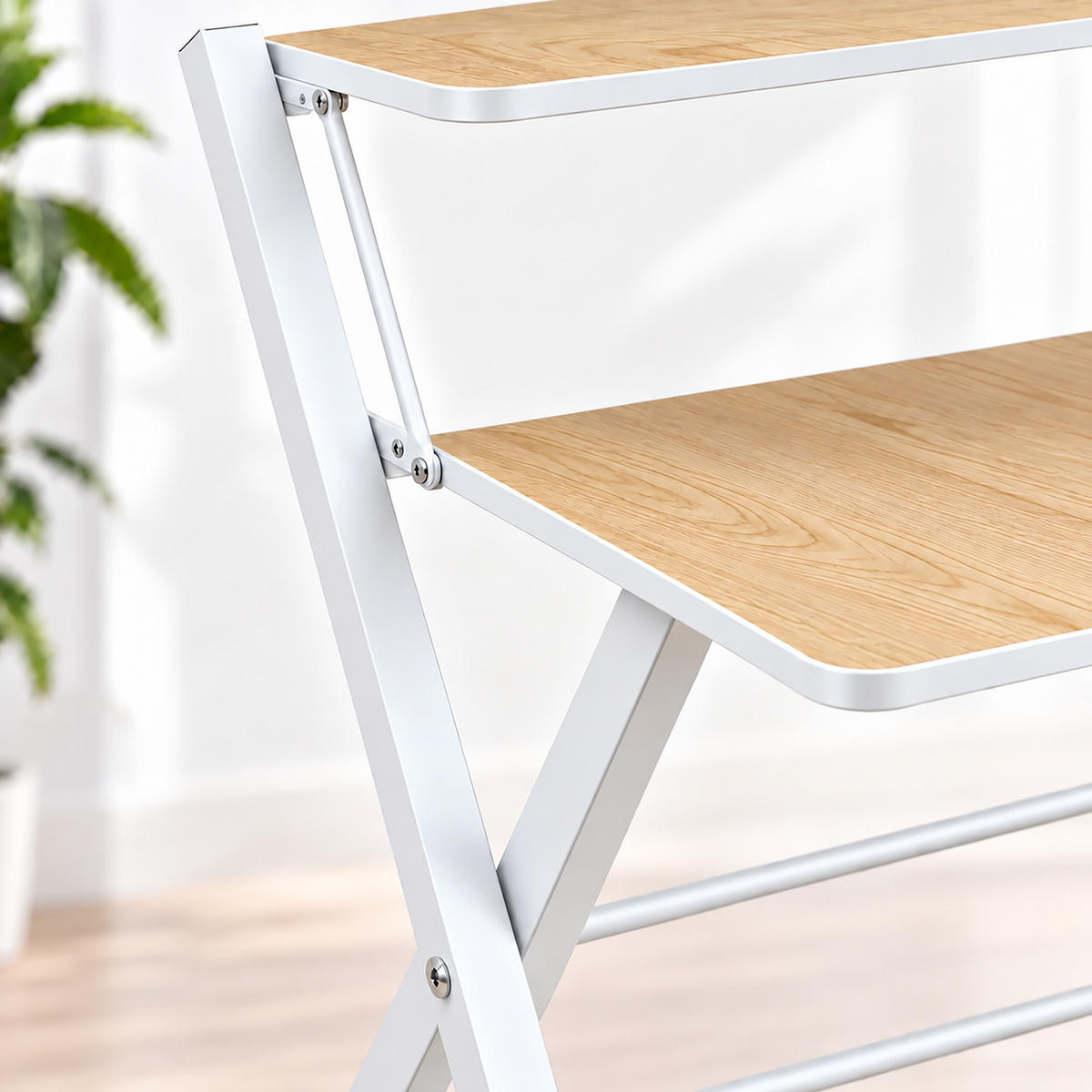 SKRIVBORD Vitt hopfällbart - Vit, Träbaserade material/Metall (56/70/82cm) - Relaxdays