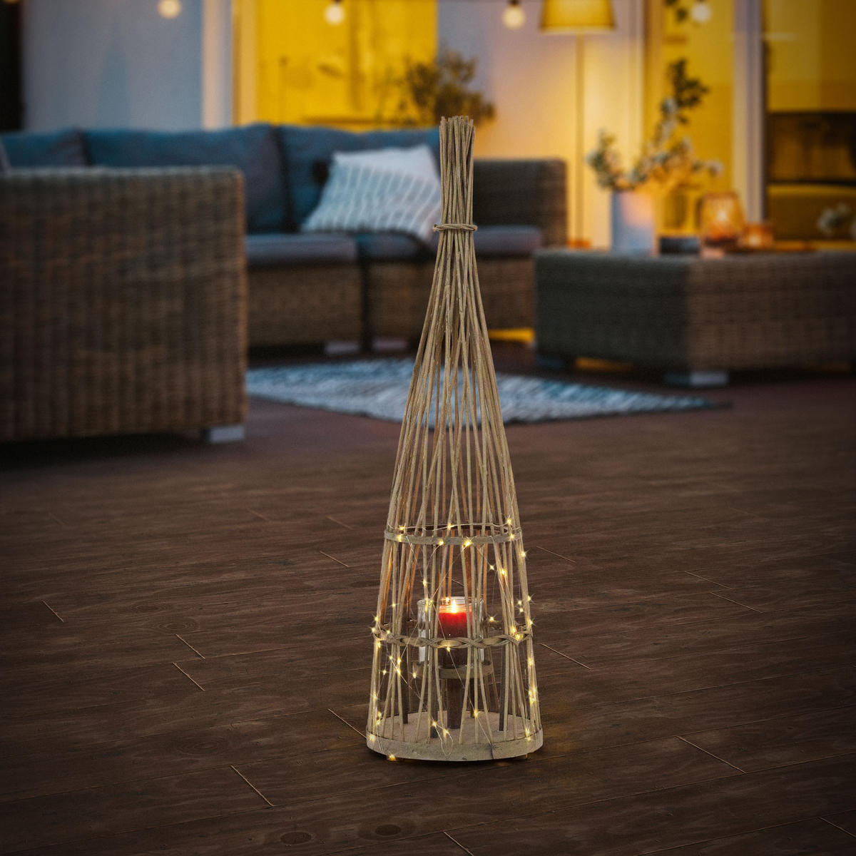 BAMBUSOVÁ LAMPION V: 91 cm, dřevěná barva, styl boho - přírodní, dřevo (26.5/91/26.5cm) - ECD-Germany