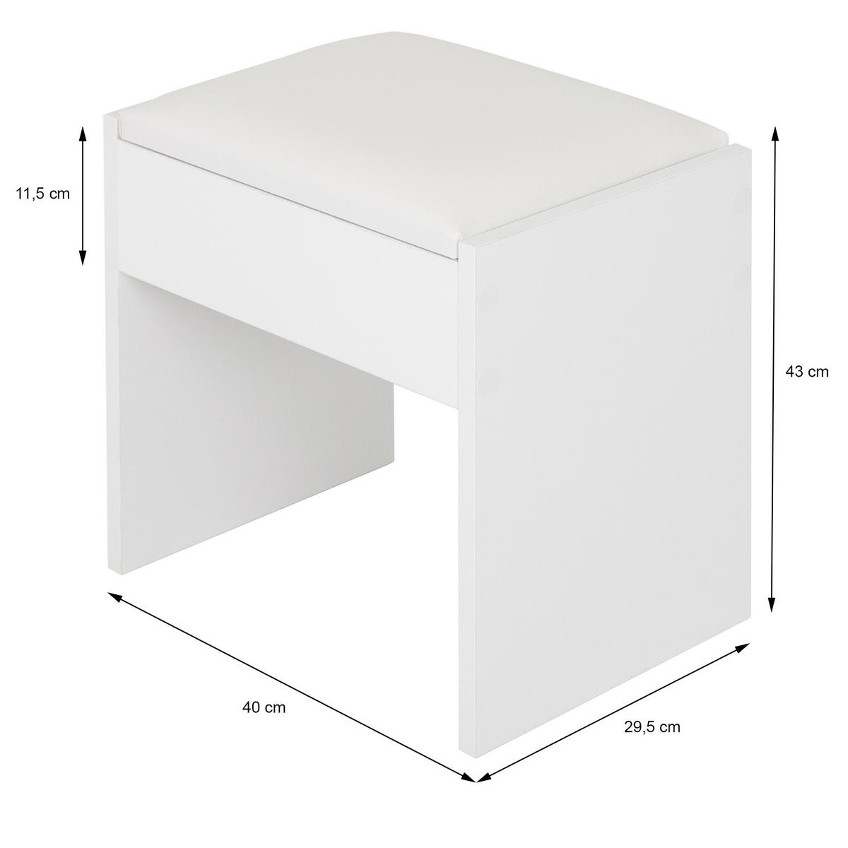 SCHMINKHOCKER - Weiß, Holzwerkstoff (29.5/43/40cm) - ECD-Germany