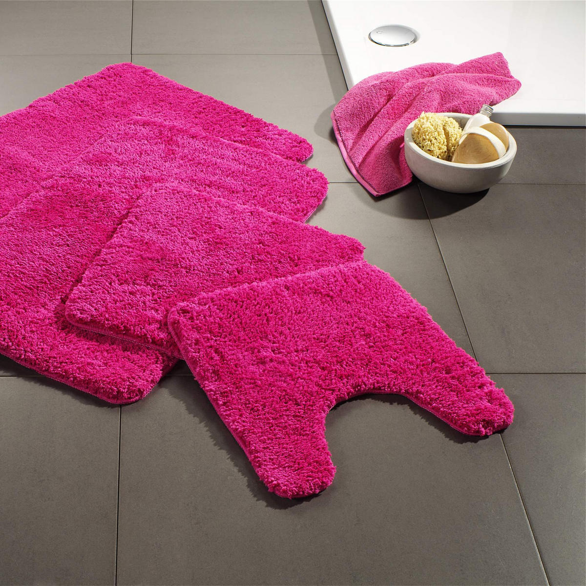ECKBADEMATTE Florenz - Pink, Textil (100/100cm) - WohnDirect