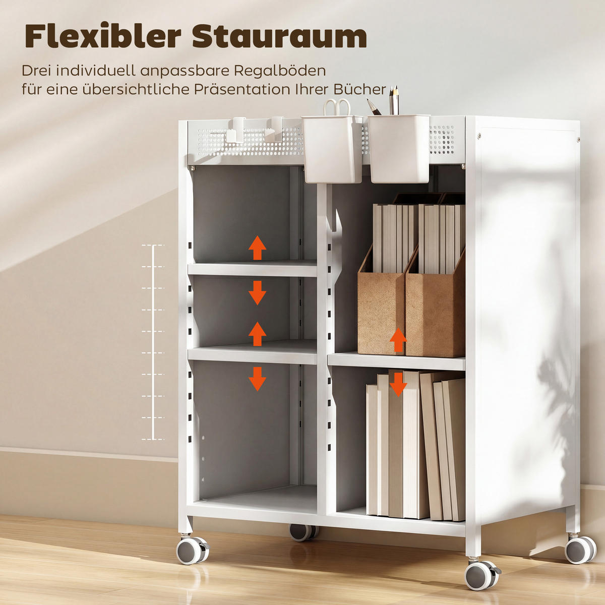 BÜCHERREGAL Stahl Weiß - Weiß, Metall (34/69.5/53cm) - HOMCOM