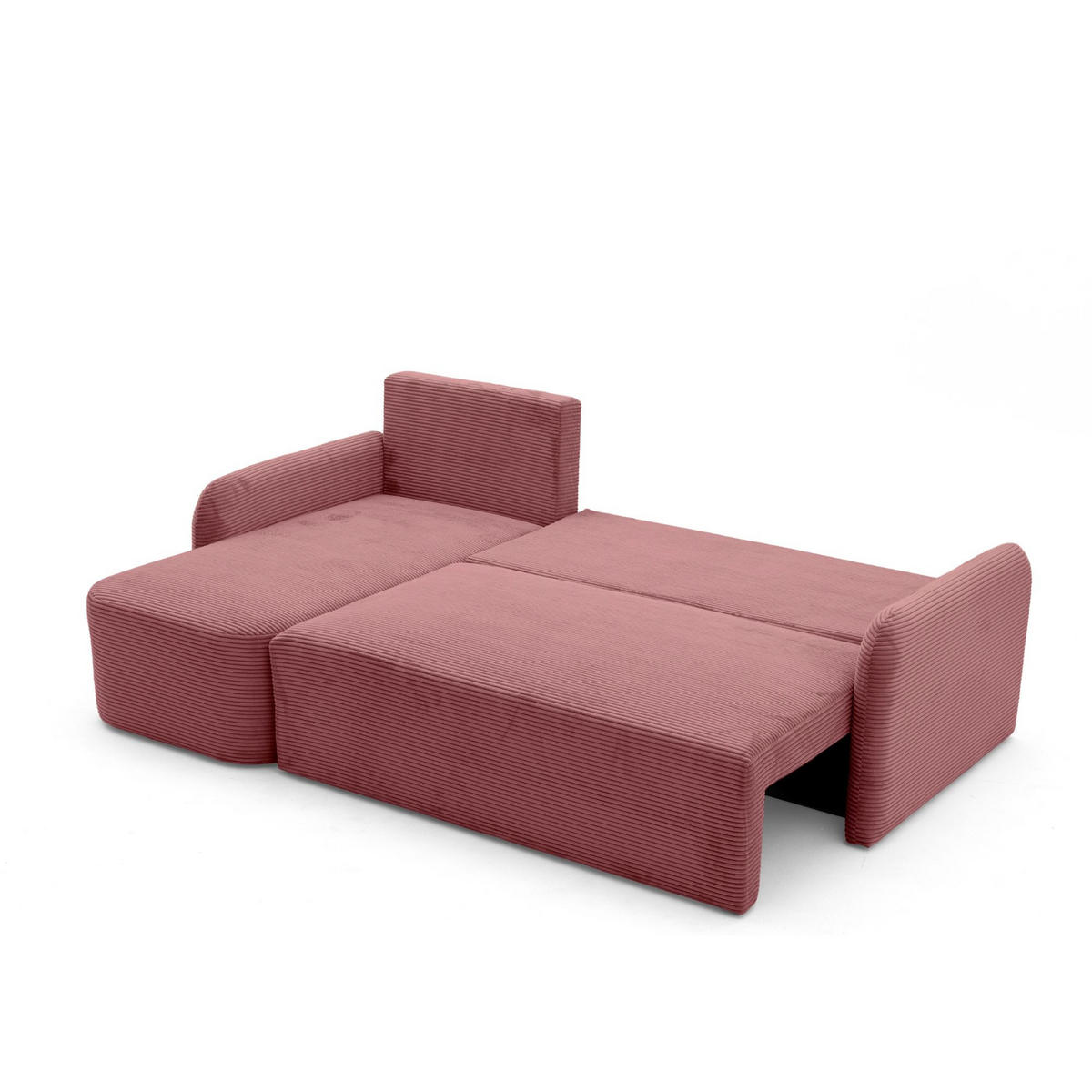 ECKSOFA CASPER L Links mit Schlaffunktion 132x198 Cord Rosa - Pink/Schwarz, Holz/Kunststoff (217/145cm) - NACANAPA