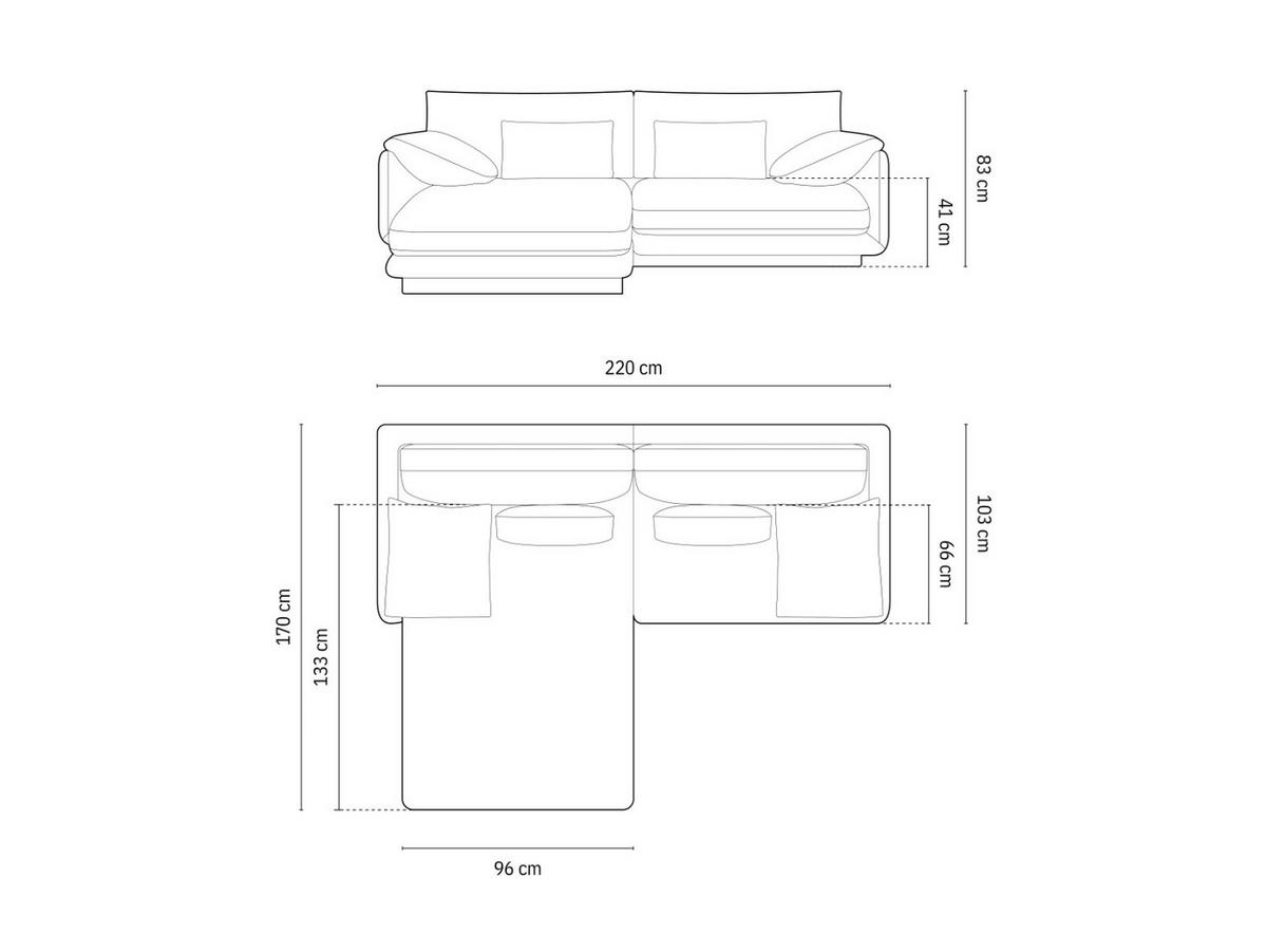 ECKSOFA links Torino aus Samt sandfarben 3 Sitzplätze - Sandfarben, Textil (170/220cm) - Micadoni