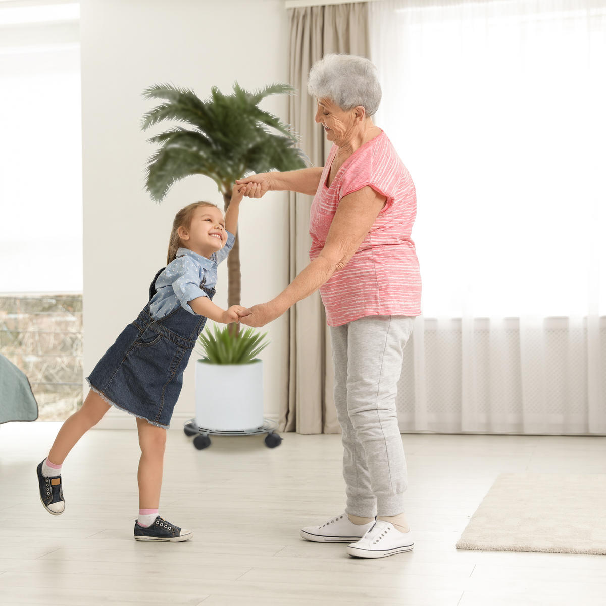 PFLANZENROLLER - Silberfarben, Kunststoff/Metall (32/6/32cm) - Relaxdays