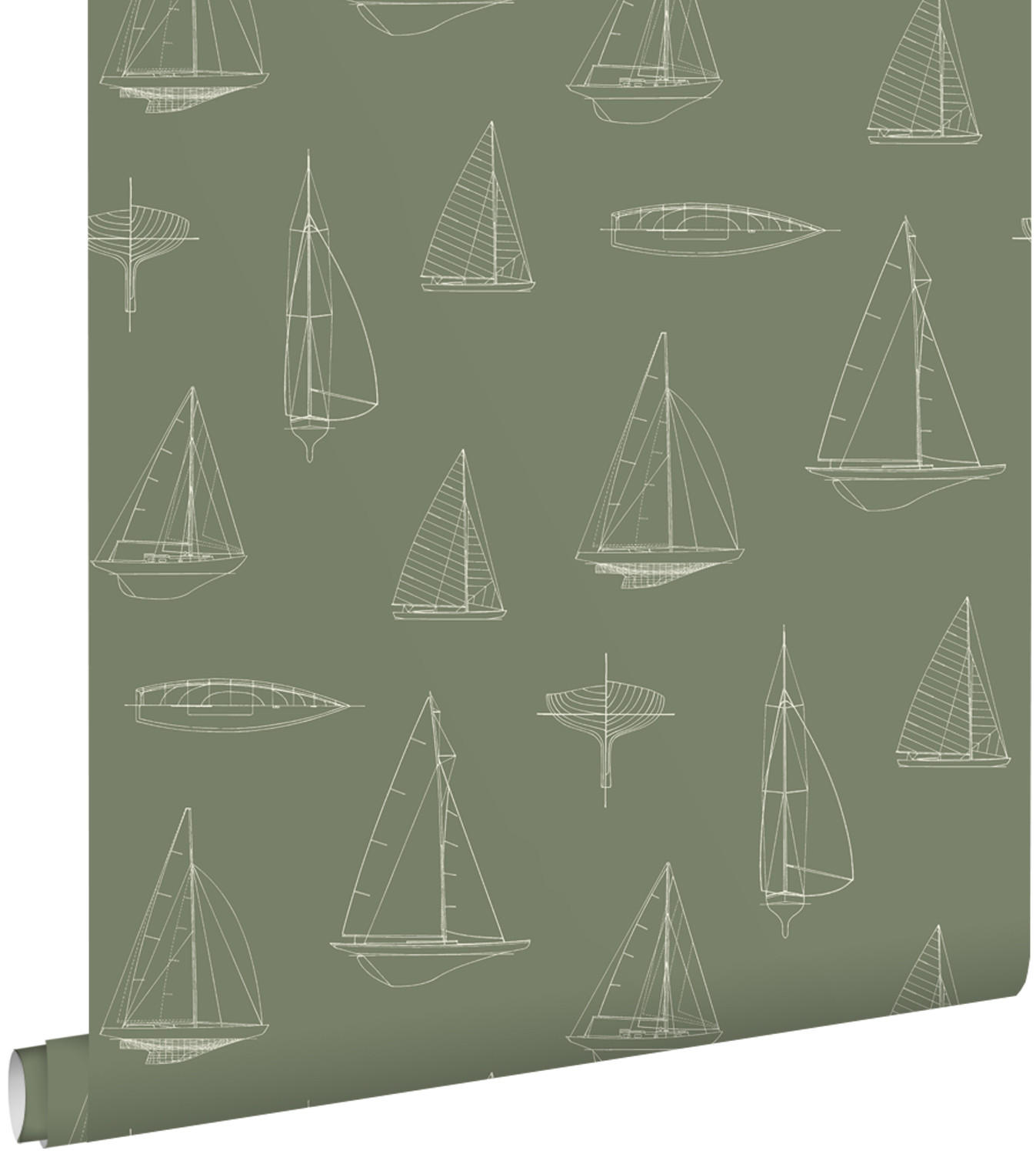 TAPETE Boote 50 x 900 cm - Grün, Papier (50/0.1cm) - ESTAhome