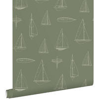 TAPETE Boote 50 x 900 cm - Grün, Papier (50/0.1cm) - ESTAhome