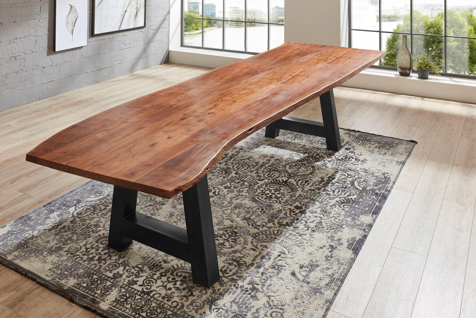 ESSTISCH ADELAIDE - Schwarz/Braun, Holz/Metall (100/300/77cm) - SAM