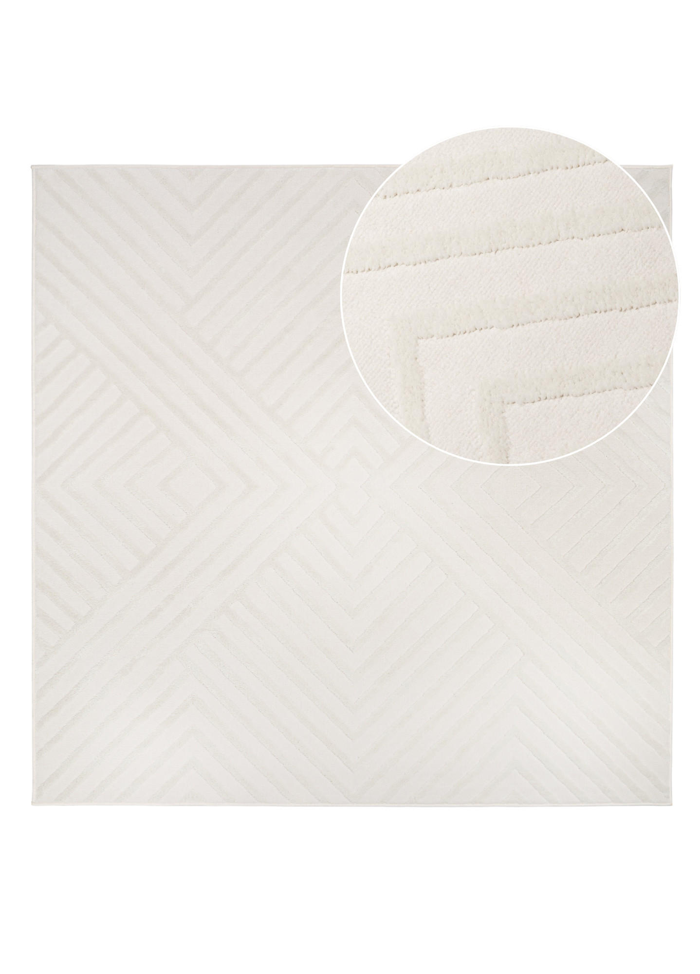 TEPPICH HYGGE Cremeweiß Quadrat 200/200 cm - Creme, Textil (200/200cm) - Tapiso