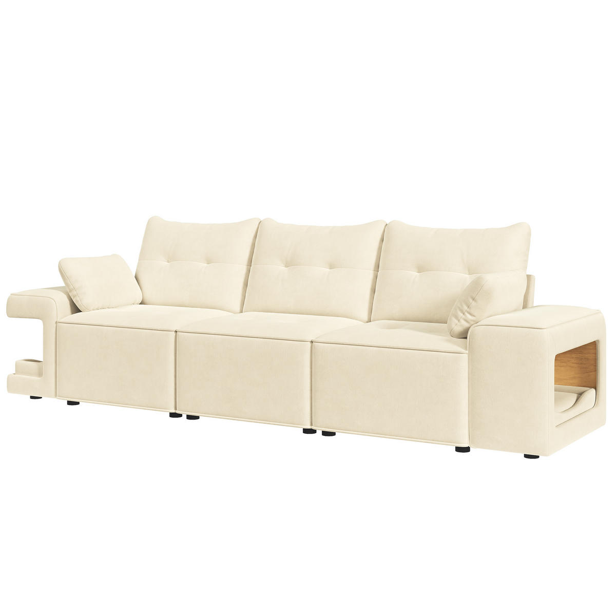 ECKSOFA 229.5/78/84 cm Beige mit gepolstertem Haustierbereich - Beige, Textil (229.5/78cm) - Oxeza