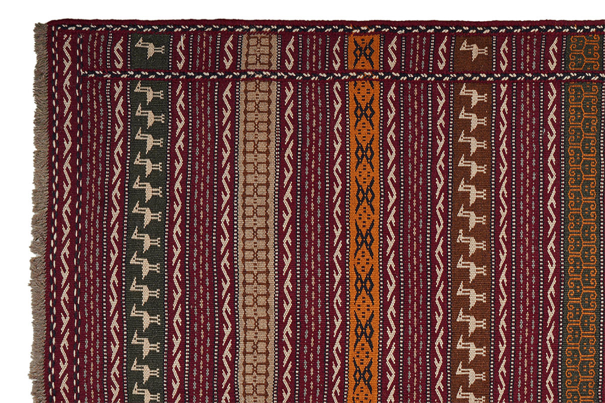 KELIM-TEPPICH handgewebt Kordi Violett 200/148 cm Schurwolle - Violett, Textil (148/200cm) - Looma