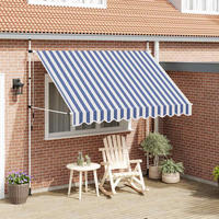 EINZIEHBARE Markise Handbetrieben 300 cm Blau/Weiß Gestreift - Blau, Textil (30/1/3cm) - furnicato