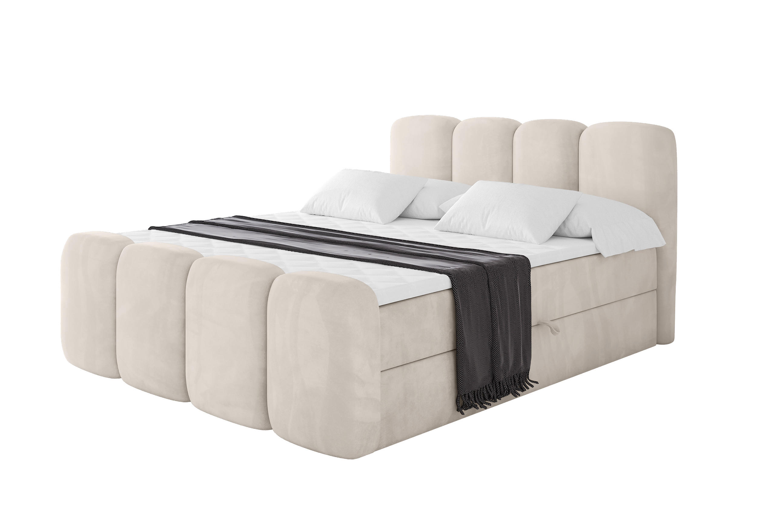 BOXBETT mit Matratze H4 und Lattenrost - NINA-Z - 180x200 cm Casablanca - Beige - Champagner, Holzwerkstoff (180/200cm) - ALTDECOR