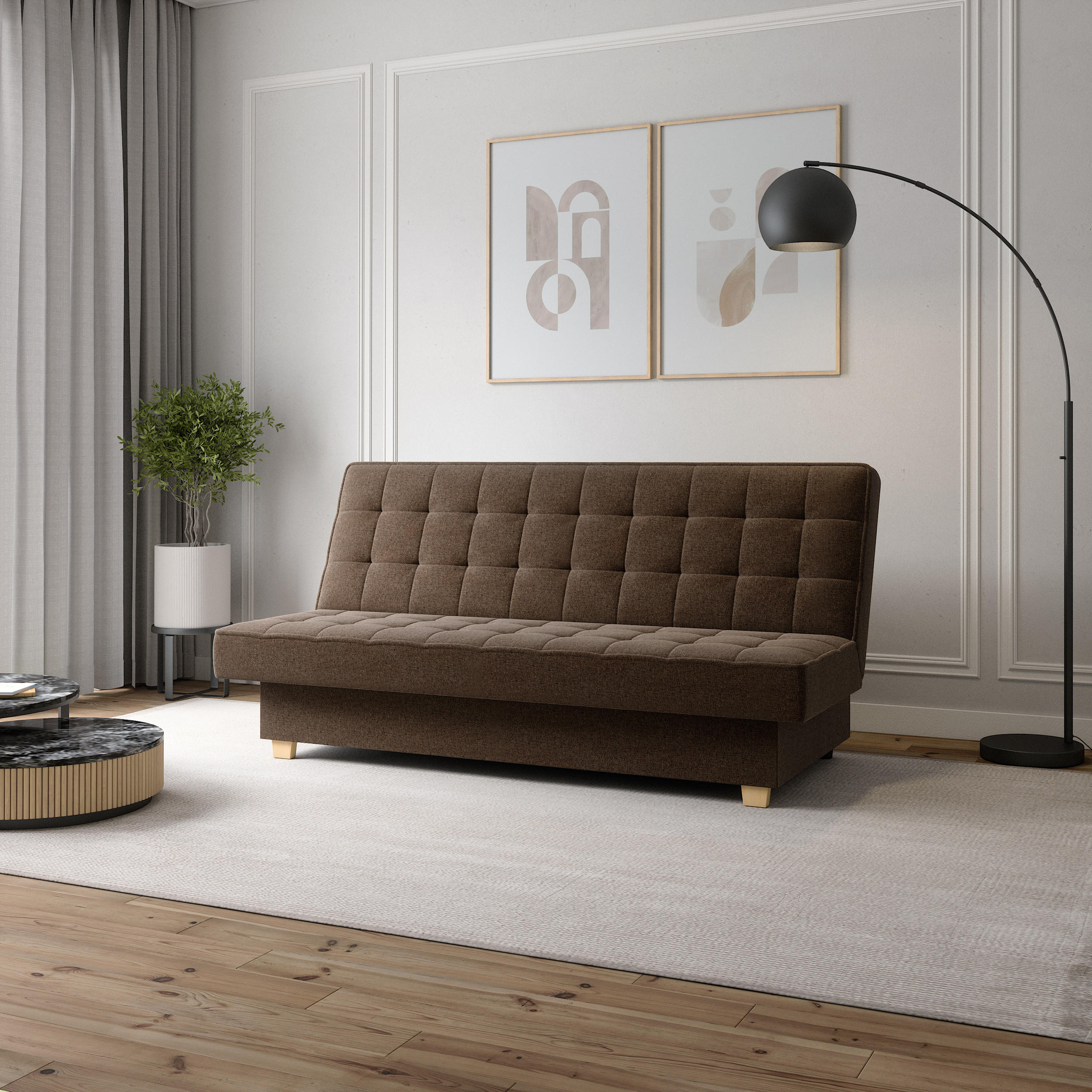 SCHLAFSOFA BELFI - Hellbraun (Twist 06) - Braun, Holzwerkstoff (192/95/92cm) - Möblo