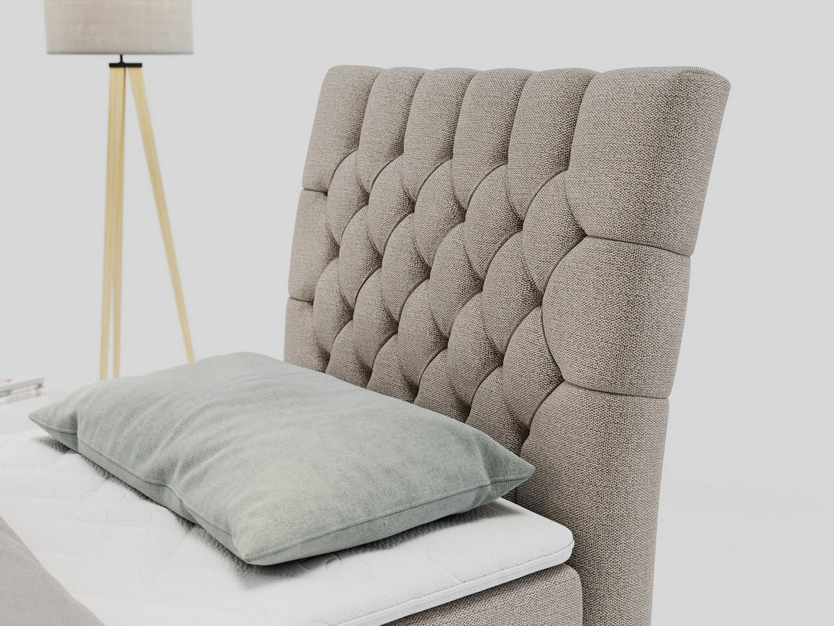 BOXBETT MILEN 90/200 Beige Struktur - H3 - Rechts Seite - Beige, Holz/Textil (90/200cm) - MKS