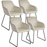 ESSZIMMERSTUHL Jeane,57 x 61 x 85,5 cm, Belastbarkeit 120 kg,Samtoptik creme/schwarz - Schwarz/Samtahornfarben, Kunststoff (57/85.5/61cm) - tectake