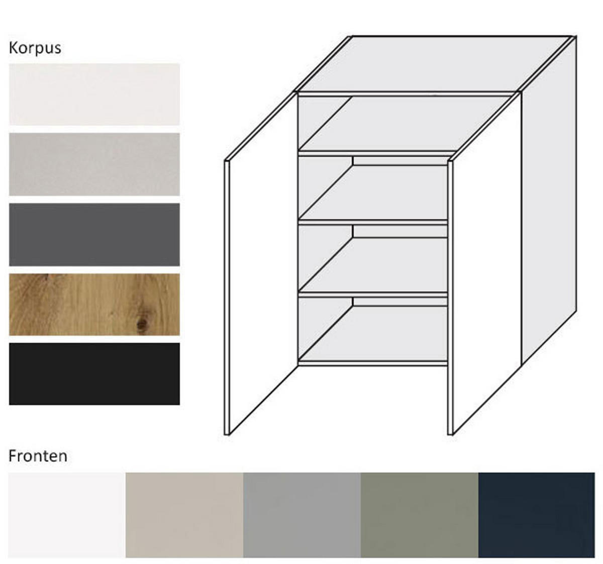 HÄNGESCHRANK Oslo W4/80 Weiß / Reed Green Matt 80 / 32,5 / 96cm - Weiß/Grün, Holz/Holzwerkstoff (80/96/32.5cm) - Feldmann-Wohnen
