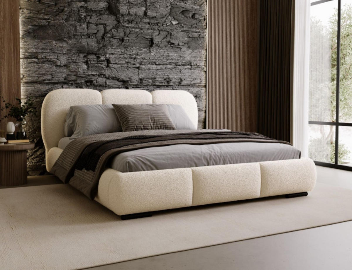 BETT Creme ROZA Mit Bettkasten 180x200 cm - Ecru, Textil (180/200cm) - Sepro Meble
