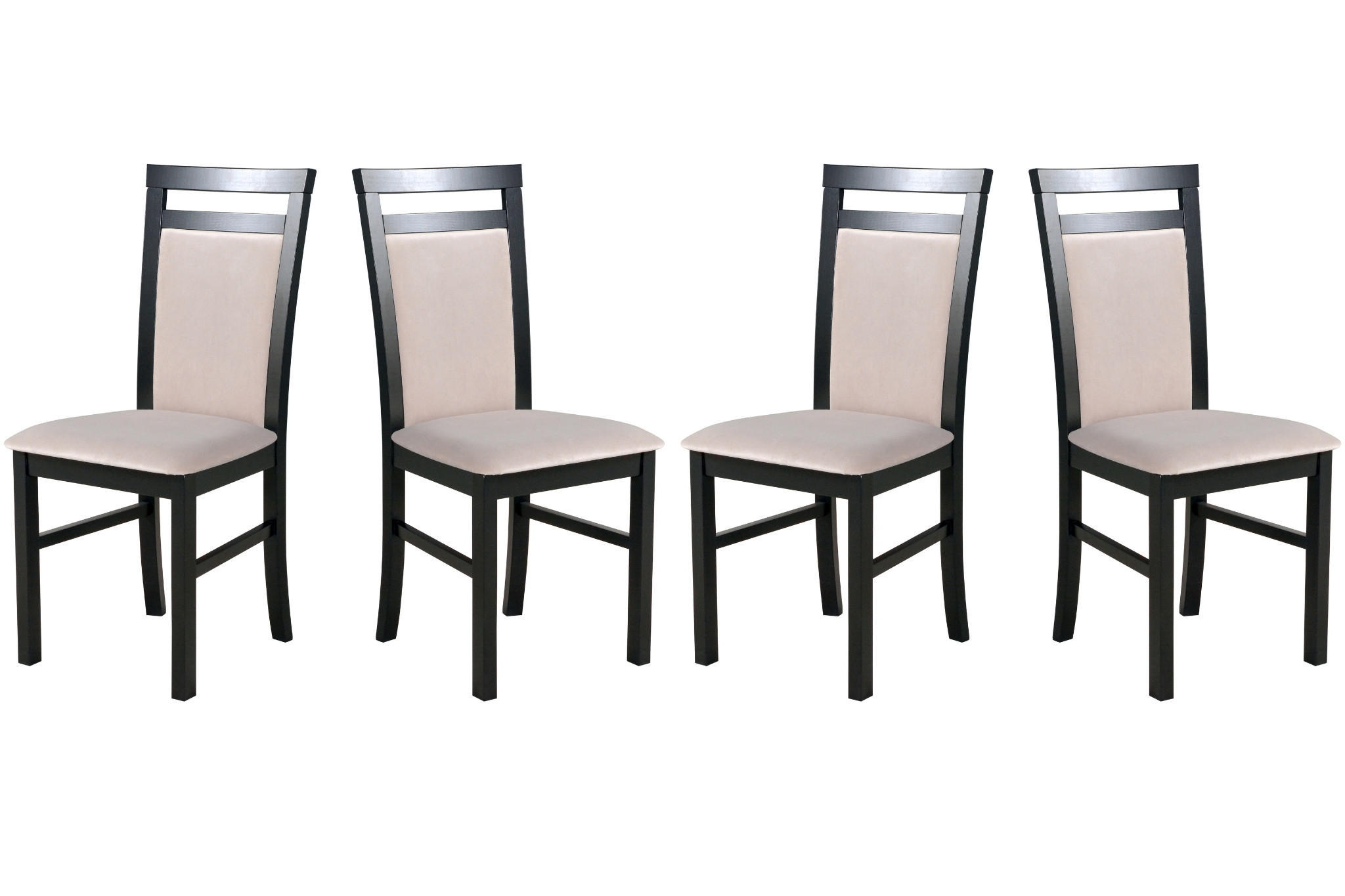 ESSZIMMERSTUHL - Set 4x MILANO 5 schwarz, paros 2 - Beige/Schwarz, Holz (43/94/40cm) - Leaf Design